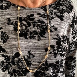 Long Gold with Rhinestone fashion necklace